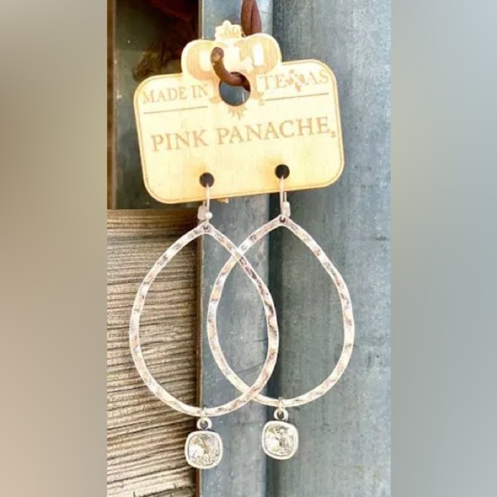 Silver pink panache drop earrings